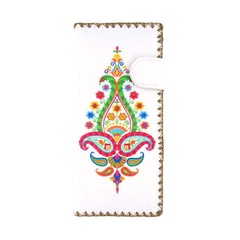 LAVISHY Indian paisley embroidered large vegan flat wallet for women