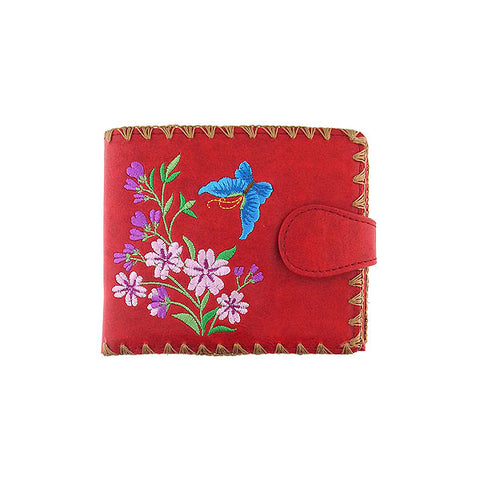 LAVISHY  embroidered butterfly & cherry blossom flower medium bifold wallet for women that is Eco-friendly, ethically made, cruelty free. Great for everyday use or a gift for your family & friends. Wholesale at www.lavishy.com to gift shops, fashion accessories & clothing boutiques worldwide since 2001.