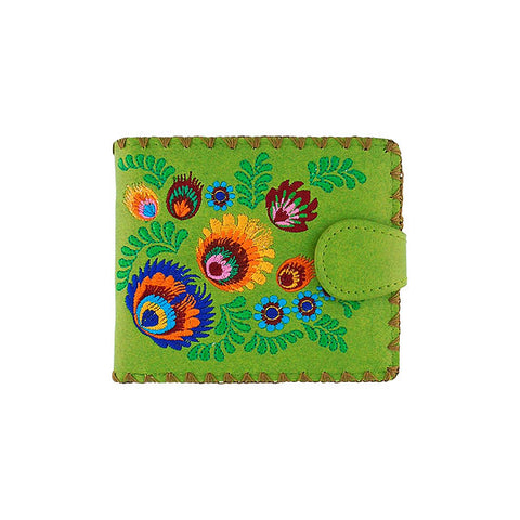 LAVISHY embroidered Polish flower vegan bifold medium wallet for women
