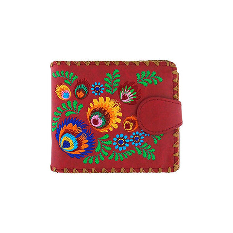 LAVISHY embroidered Polish flower vegan bifold medium wallet for women