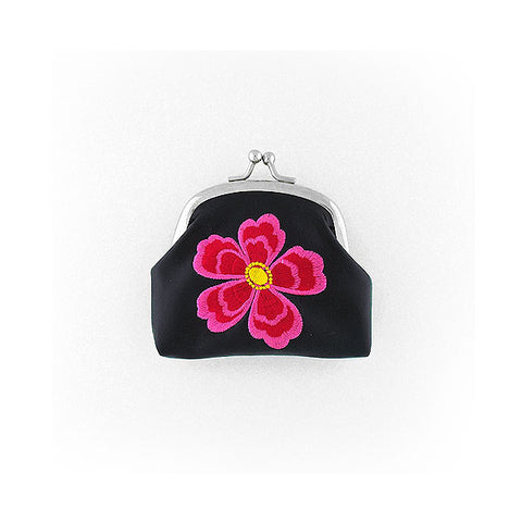 Online shopping for vegan brand LAVISHY's flower embroidered kiss lock frame vegan coin purse that is Eco-friendly, ethically made, cruelty free. Great for everyday use or a gift for your family & friends. Wholesale at www.lavishy.com to gift shops, fashion accessories & clothing boutiques worldwide since 2001.