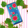 98-203: Mexican rose embroidered vegan large flat wallet