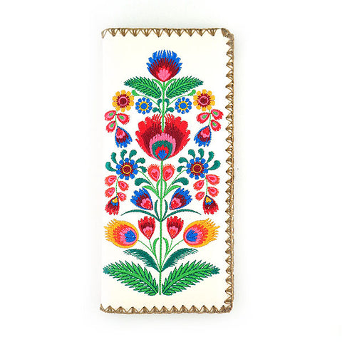 LAVISHY Eco-friendly, ethically made, cruelty free large flat vegan wallet with Vytynanky style flower embroidery motif. Nice for everyday, great gift ideas for family & friends. Wholesale at www.lavishy.com for gift shop, clothing & fashion accessories boutique, book store worldwide since 2001.