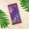 98-216: Flower embroidered vegan large flat wallet