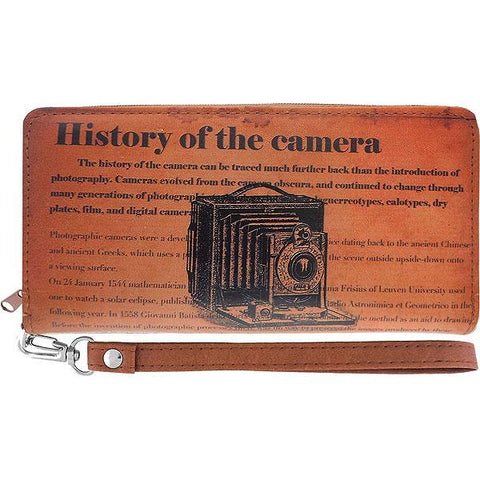 LAVISHY retro camera printed vegan leather wristlet wallet
