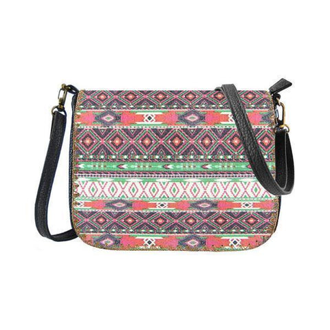Mlavi Studio's whimsical vegan crossbody bag with Bohemian style Mexican Aztec print. It's roomy enough to hold wallet, smart phone and small personal items like key and lip balm. Wholesale at www.mlavi.com for gift shops, fashion accessories & clothing boutiques, museum stores worldwide.