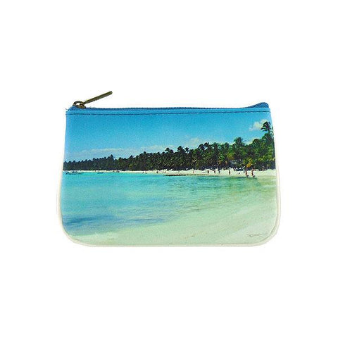 Mlavi Eco-friendly, cruelty-free, ethically made small pouch/coin purse with Palm tree & beach sunset print. Great for everyday use, travel or as whimsical gift for family & friends. Wholesale at www.mlavi.com to gift shop, clothing & fashion accessories boutiques, book stores worldwide.