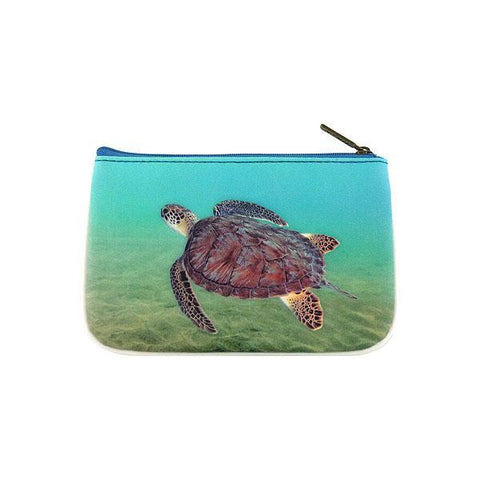 Mlavi Eco-friendly, cruelty-free, ethically made small pouch/coin purse with Blue ocean, palm tree & sea turtle print. Great for everyday use, travel or as whimsical gift for family & friends. Wholesale at www.mlavi.com to gift shop, clothing & fashion accessories boutiques, book stores worldwide.