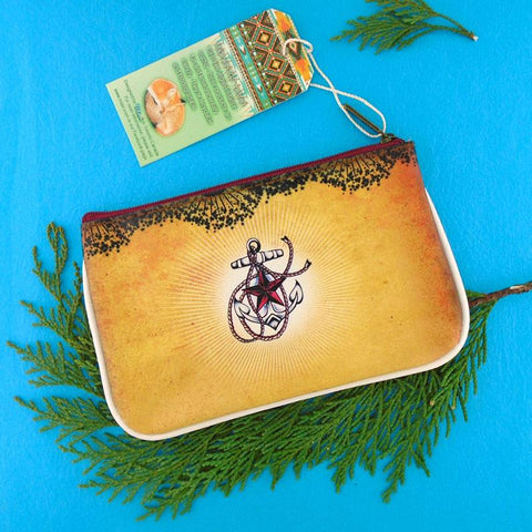 Mlavi Tattoo style love seahorse vegan leather small pouch / coin purse
