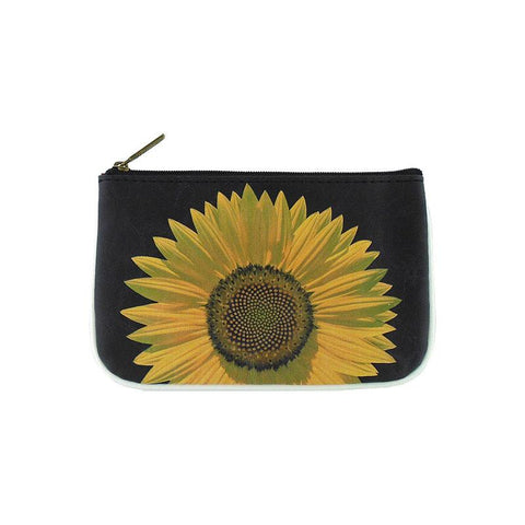 Mlavi Sunflower print small pouch/coin purse made with Eco-friendly & cruelty free vegan materials. Gift & boutique buyer can order wholesale at www.mlavi.com for ethically made & unique fashion accessories including bags, wallets, purses, coin purses, travel accessories & gifts.