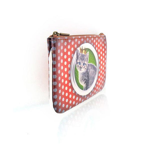 Mlavi's Eco-friendly vegan leather small pouch/coin purse with prince cat print. It's great for everyday use & a unique gift for yourself, family & friends. More pet/dog/cat/animal theme fashion accessories are available for wholesale at www.mlavi.com for gift & boutique buyers worldwide.