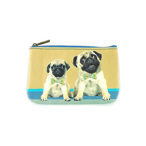Mlavi's Eco-friendly vegan leather small pouch/coin purse with pug daddy and pug puppy print. It's great for everyday use & a unique gift for yourself, family & friends. More pet/dog/cat/animal theme fashion accessories are available for wholesale at www.mlavi.com for gift & boutique buyers worldwide.
