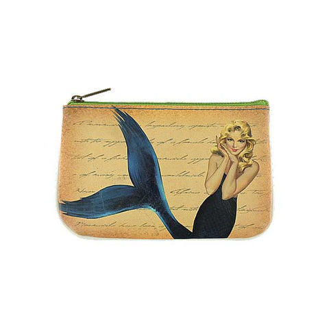 Mlavi Maine Mermaid & ocean moonlight print small pouch/coin purse