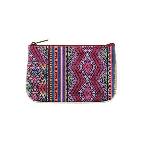 Mlavi Studio's Eco-friendly, cruelty-free vegan/faux leather Peruvian textile pattern print small pouch/coin purse from Peru collection. Wholesale at www.mlavi.com to gift shops, fashion accessories & clothing boutiques in Canada, USA & worldwide.