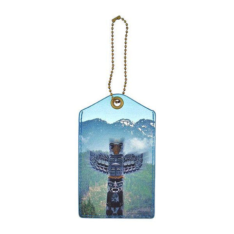 Eco-friendly, cruelty-free, ethically made totem print vegan luggage tag by Mlavi Studio. Great for travel or as gift for family & friends. Wholesale at www.mlavi.com to gift shop, clothing & fashion accessories boutiques, book stores.