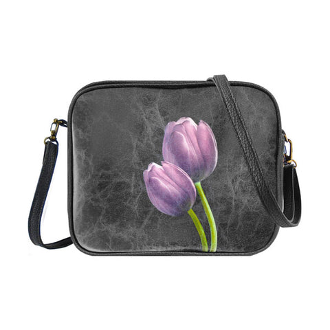 Mlavi Eco-friendly tulips flower vegan crossbody bag/toiletry bag