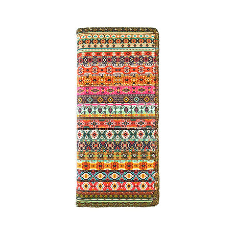 Mlavi Bohemian style Mexican Aztec pattern print vegan flat wallet