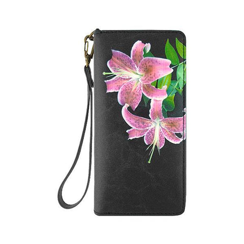 Mlavi studio's lily flower printed vegan large wristlet wallet made with Eco-friendly & cruelty free vegan materials. Gift & boutique buyer can order wholesale at www.mlavi.com for ethically made & unique fashion accessories including bags, wallets, purses, coin purses, travel accessories & gifts.