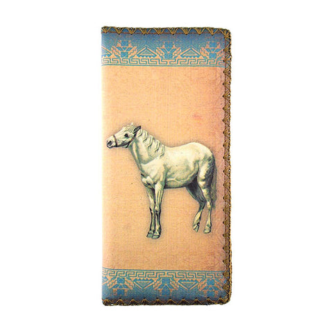 Mlavi vintage style horse print vegan large flat wallet