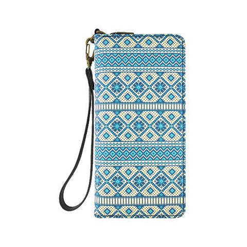 Eco-friendly, cruelty-free, ethically made large wristlet wallet with Nordic Scandinavian print by Mlavi Studio. Great for everyday use, travel or as gift for family & friends. Wholesale at www.mlavi.com to gift shop, clothing & fashion accessories boutiques, book stores in Canada, USA & worldwide.