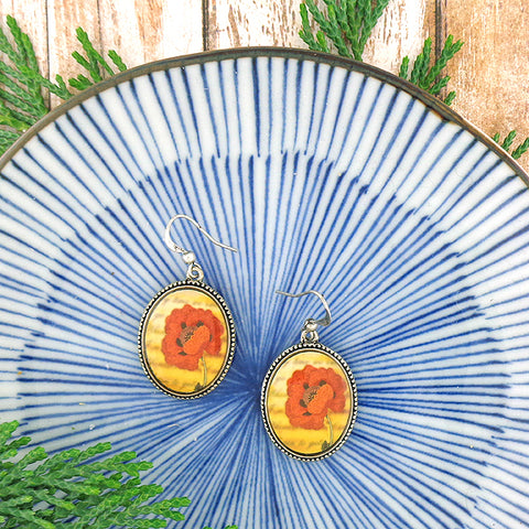LAVISHY vintage style handmade poppy flower earrings