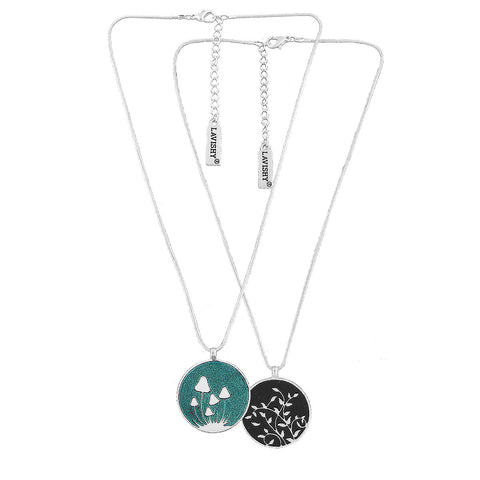 101-013: Enamel Mushroom & Vine Reversible Necklace