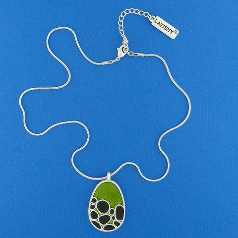 LAVISHY handmade silver plated reversible pendant necklace with  deer & geometric rock pattern enamel pattern. Great gift ideas. Wholesale at www.lavishy.com
