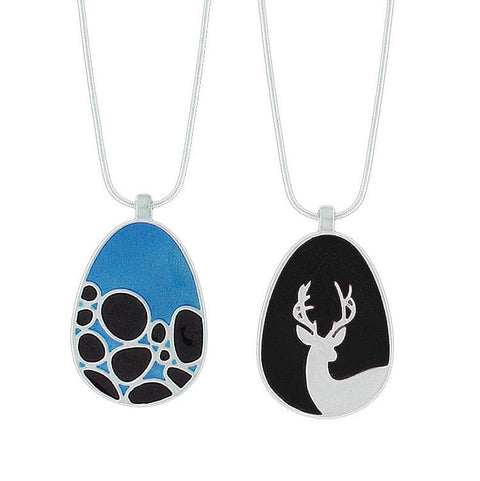 101-019: Enamel Deer & Rock Reversible Necklace