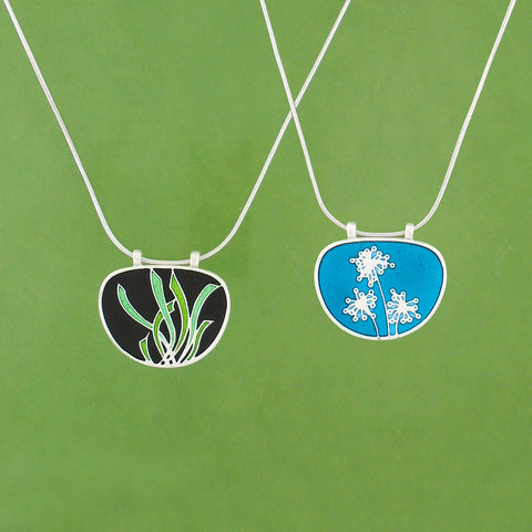 101-021: Enamel Peacock Reversible Necklace