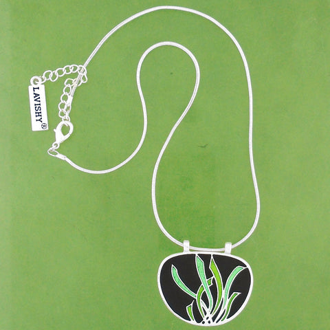 101-021: Enamel Peacock Reversible Necklace