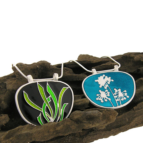 101-021: Enamel Peacock Reversible Necklace