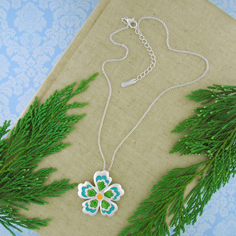 101-064: Handmade Enamel Flower Necklace
