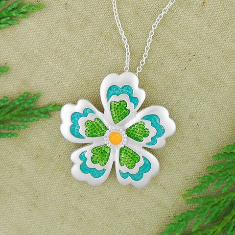 101-064: Handmade Enamel Flower Necklace