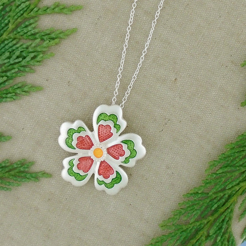 101-064: Handmade Enamel Flower Necklace