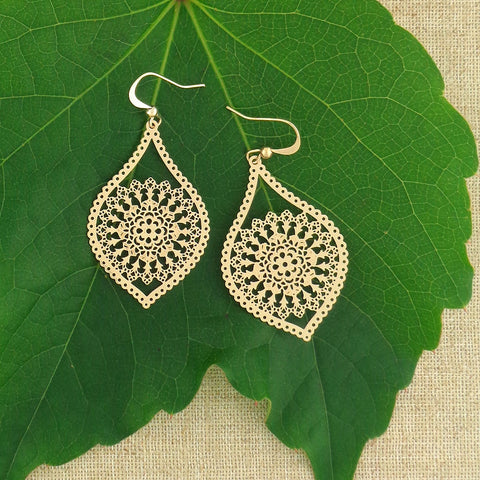 LAVISHY light weight intricate lacy filigree earrings
