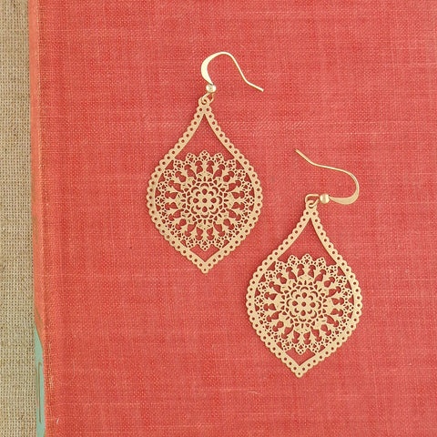 LAVISHY light weight intricate lacy filigree earrings