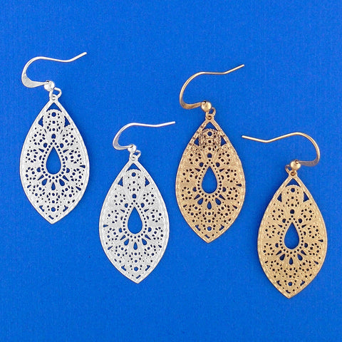 LAVISHY light weight intricate lacy filigree earrings