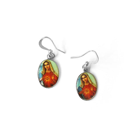 31-013: Dainty earrings-Sacred Heart of Mary