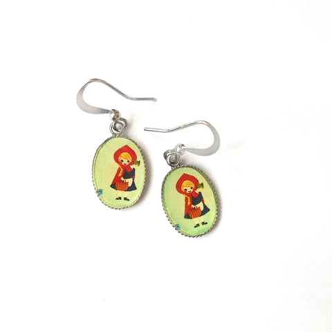 31-021E: Dainty earrings-Little Red Riding Hood