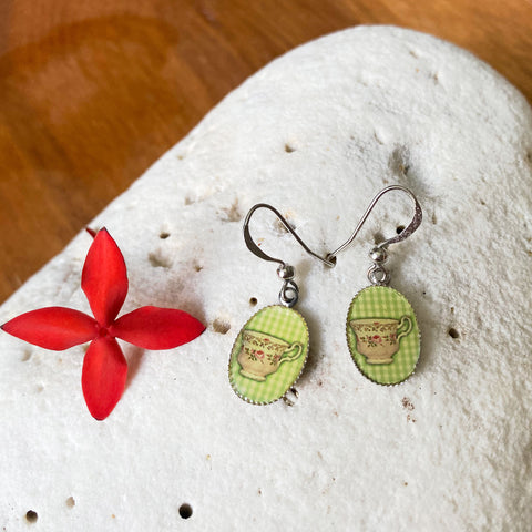 LAVISHY handmade rhodium plated cute & dainty you are my cup of tea earrings for online shopping. Fun to wear, playful & quirky gift gift idea for her. Wholesale at www.lavishy.com