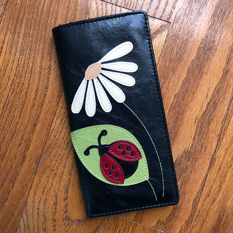 LAVISHY Eco-friendly cruelty free ladybug applique vegan large wallet