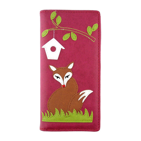 LAVISHY Eco-friendly cruelty free fox applique vegan large wallet