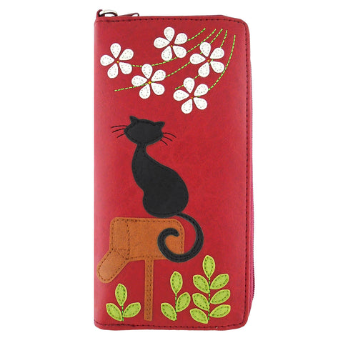 LAVISHY cat applique vegan large wristlet wallet for everyday use & travel, gift for family & friends. Wholesale at www.lavishy.com