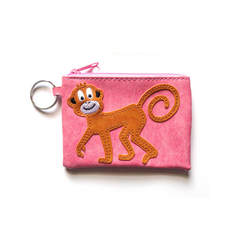 LAVISHY  funky monkey applique vegan key ring coin purse  everyday use, fun gift for family & friends. Wholesale at www.lavishy.com