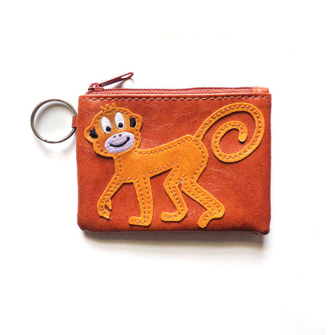 LAVISHY  funky monkey applique vegan key ring coin purse  everyday use, fun gift for family & friends. Wholesale at www.lavishy.com