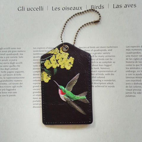 6-811: Hummingbird & flower vegan luggage tag