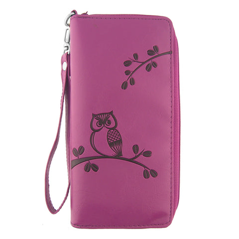 LAVISHY embossed owl on a tree branch large wristlet wallet for women. great for everyday use & gift idea for family & friends. Wholesale at www.lavishy.com