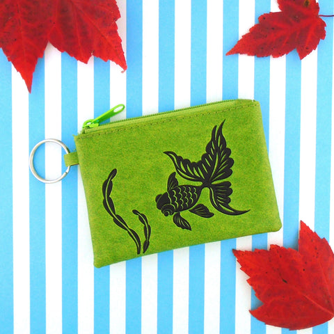 7-0303: LAVISHY lucky goldfish / koi fish embossed vegan coin purse