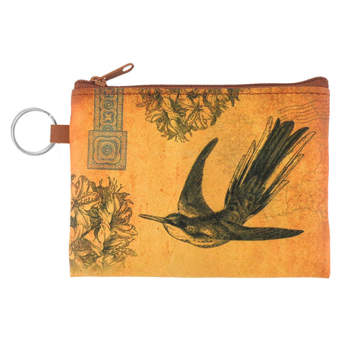 LAVISHY vintage style unisex hummingbird vegan key ring coin purse