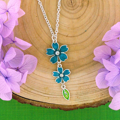 883-049: Enamel cherry blossom flower necklace